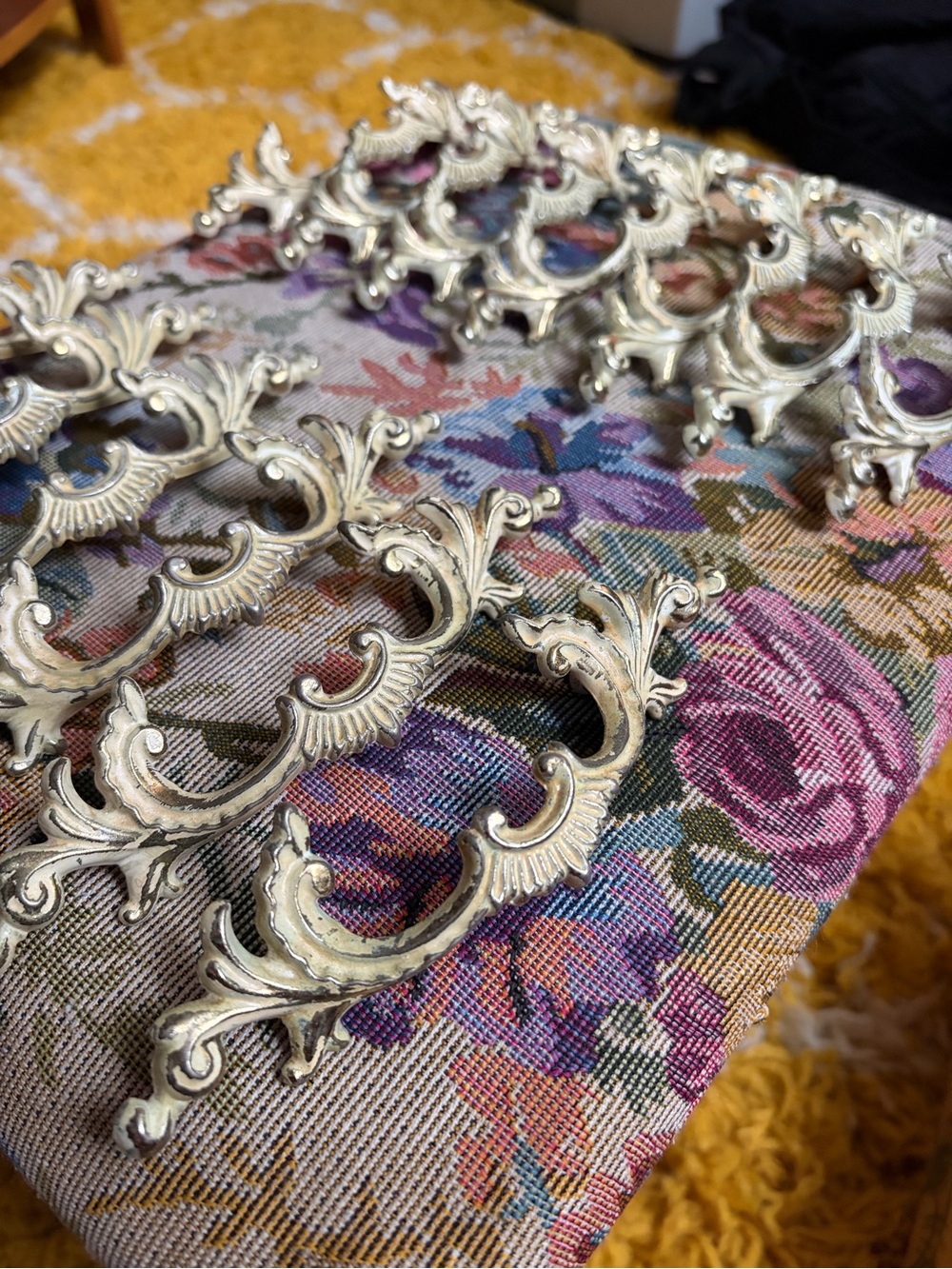Vintage Ornate Brass Drawer Pulls